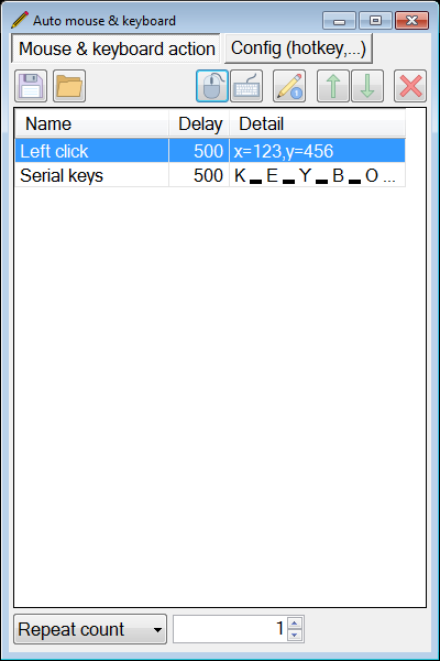 Main screen of Auto mouse and keyboard application